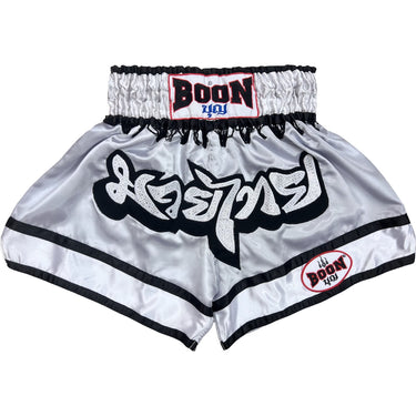 MT20 Muay Thai Shorts GREY & WHITE - BOON Sport